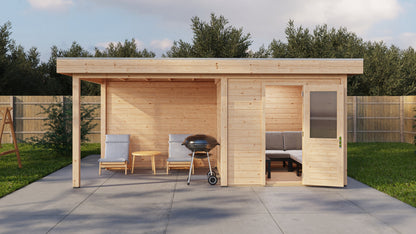 Lugarde Select Modern summerhouse 28mm with veranda Birmingham 250x250cm + 300cm - Untreated