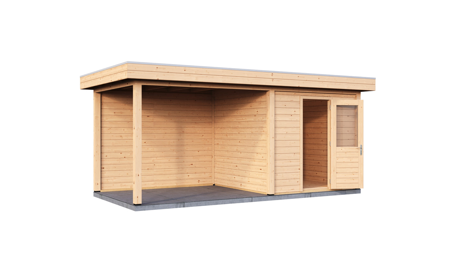 Lugarde Select Modern summerhouse 28mm with veranda Birmingham 250x250cm + 300cm - Untreated