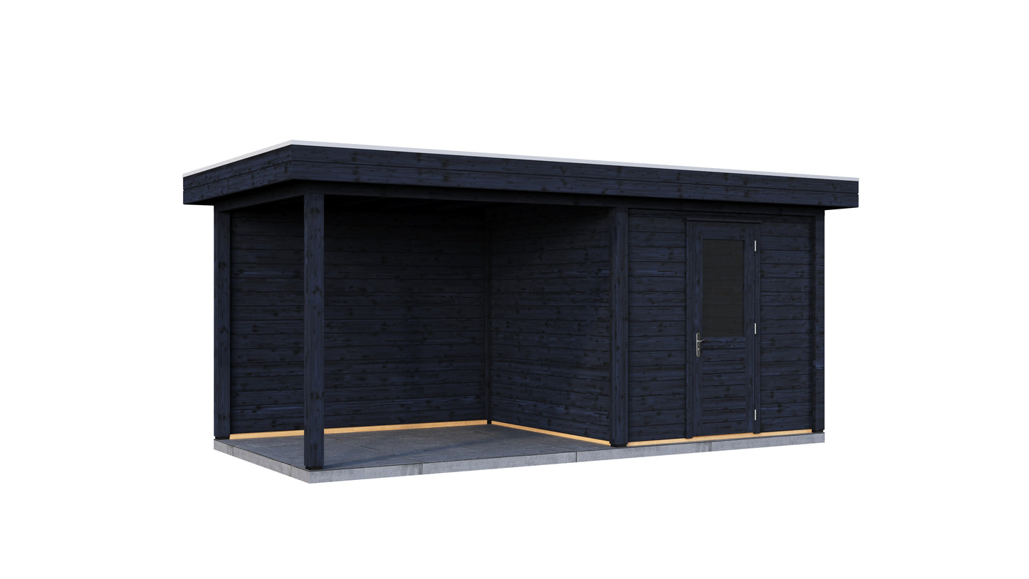 Lugarde Select Modern summerhouse 28mm with veranda Birmingham 250x250cm + 300cm - Black Wood Oil