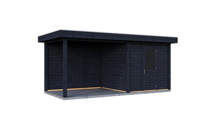 Lugarde Select Modern summerhouse 28mm with veranda Birmingham 250x250cm + 300cm - Black Wood Oil