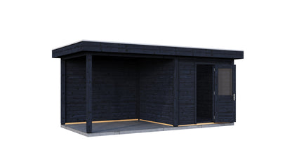 Lugarde Select Modern summerhouse 28mm with veranda Birmingham 250x250cm + 300cm - Black Wood Oil