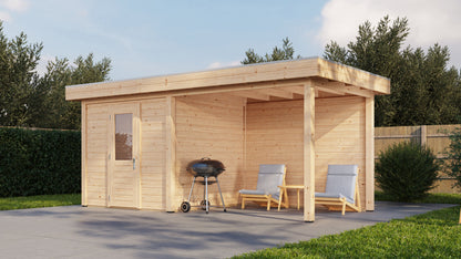 Lugarde Select Modern summerhouse 28mm with veranda Birmingham 250x250cm + 300cm - Untreated