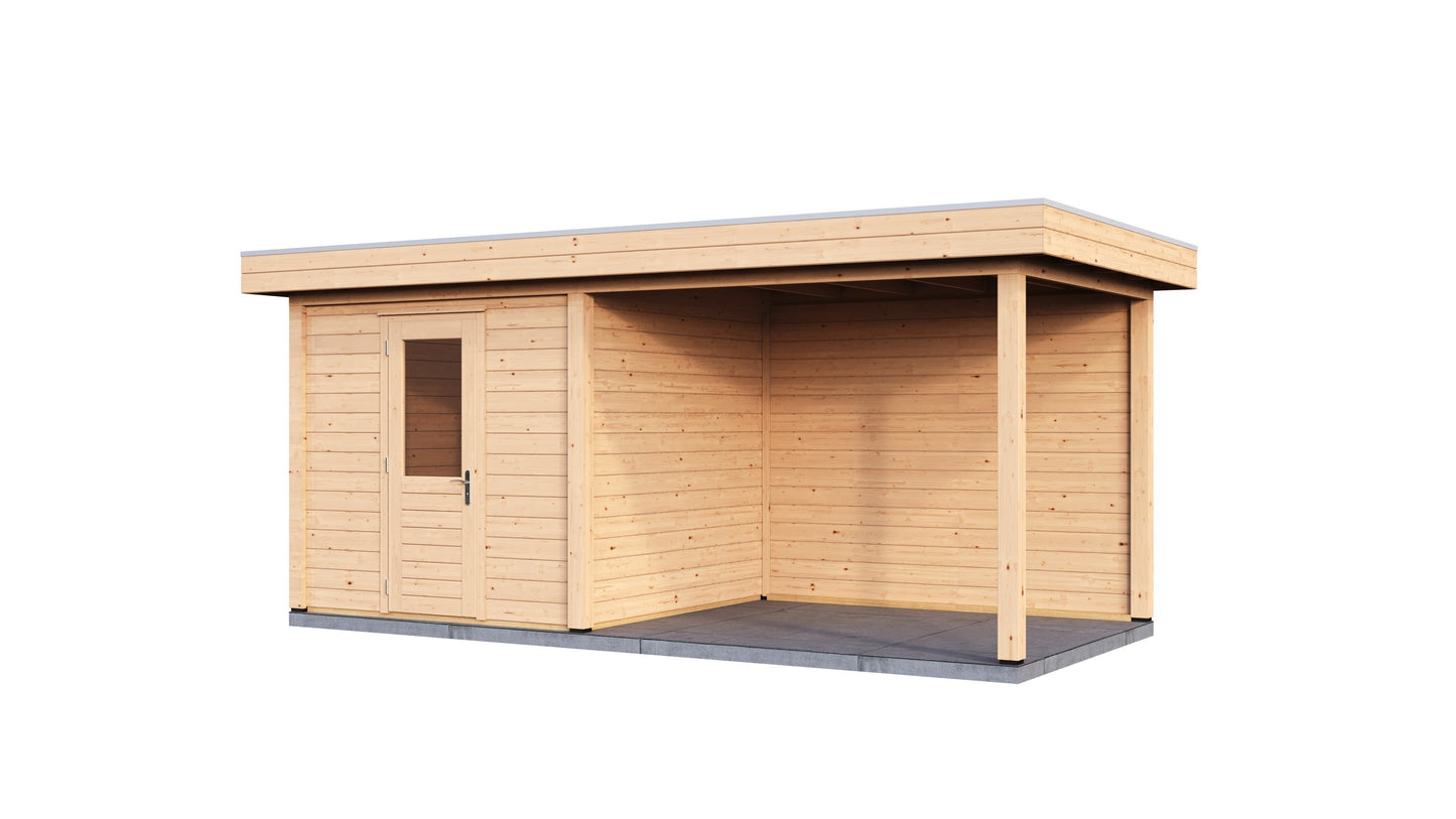 Lugarde Select Modern summerhouse 28mm with veranda Birmingham 250x250cm + 300cm - Untreated