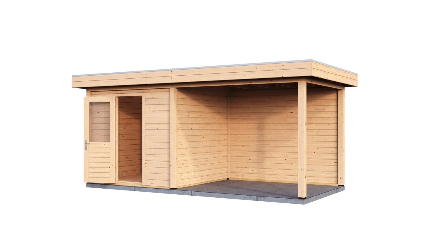 Lugarde Select Modern summerhouse 28mm with veranda Birmingham 250x250cm + 300cm - Untreated