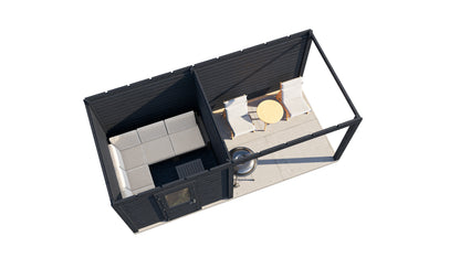 Lugarde Select Modern summerhouse 28mm with veranda Birmingham 250x250cm + 300cm - Black Wood Oil