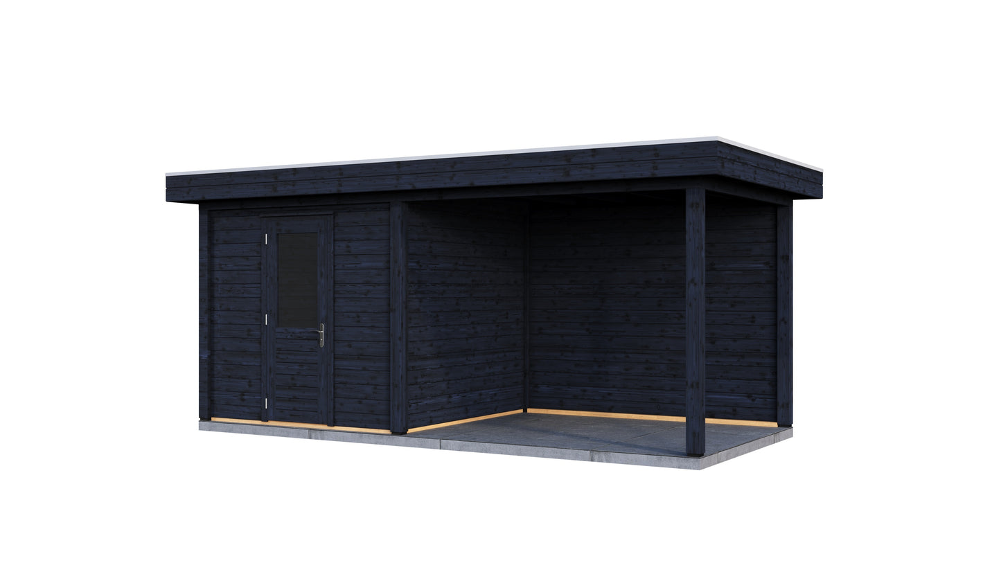 Lugarde Select Modern summerhouse 28mm with veranda Birmingham 250x250cm + 300cm - Black Wood Oil
