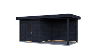 Lugarde Select Modern summerhouse 28mm with veranda Birmingham 250x250cm + 300cm - Black Wood Oil