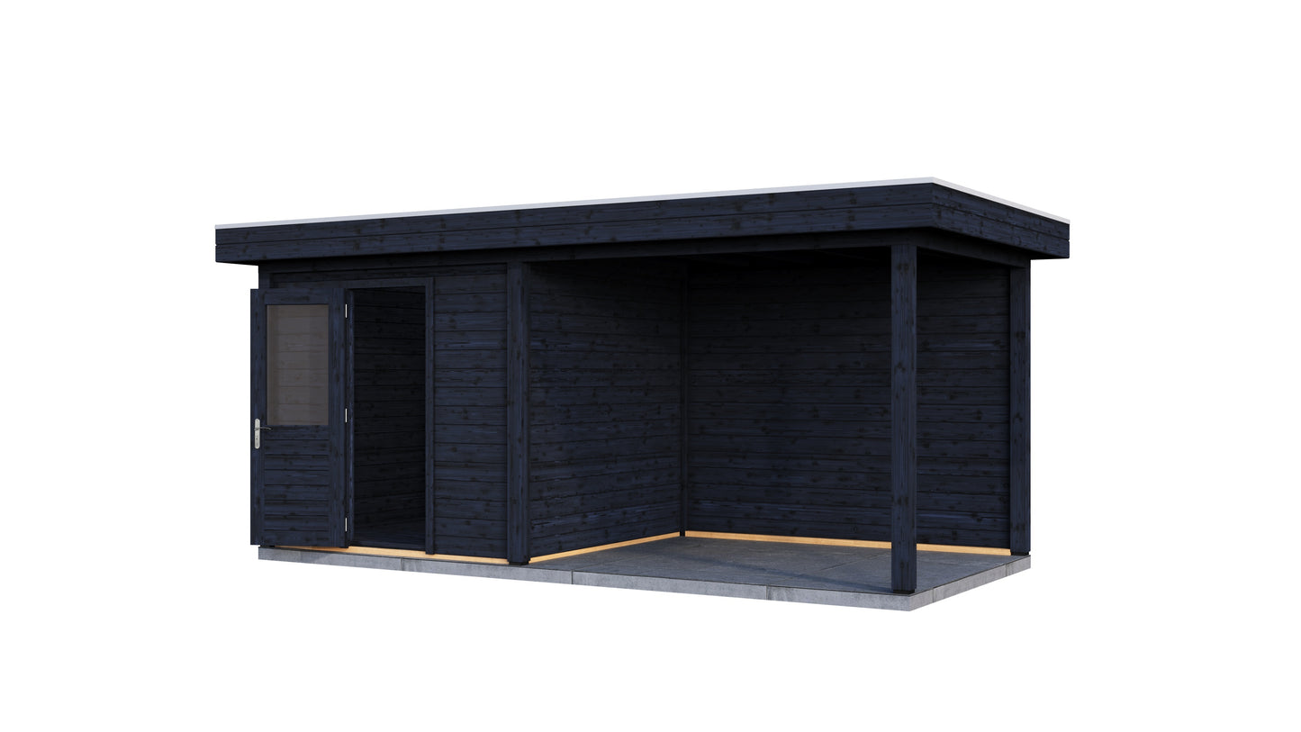 Lugarde Select Modern summerhouse 28mm with veranda Birmingham 250x250cm + 300cm - Black Wood Oil