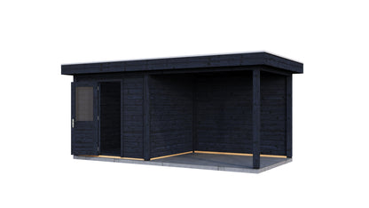 Lugarde Select Modern summerhouse 28mm with veranda Birmingham 250x250cm + 300cm - Black Wood Oil