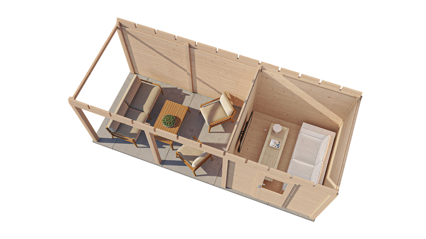 Lugarde Select Modern summerhouse 28mm with veranda Coventry 250x250cm + 400cm - Untreated