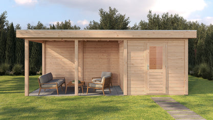 Lugarde Select Modern summerhouse 28mm with veranda Coventry 250x250cm + 400cm - Untreated