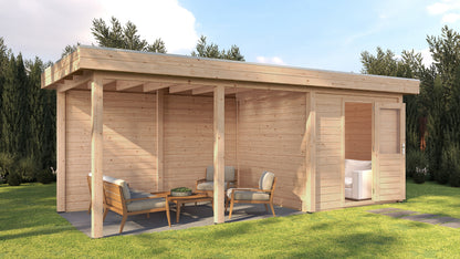 Lugarde Select Modern summerhouse 28mm with veranda Coventry 250x250cm + 400cm - Untreated