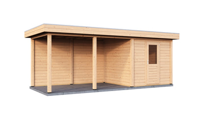 Lugarde Select Modern summerhouse 28mm with veranda Coventry 250x250cm + 400cm - Untreated