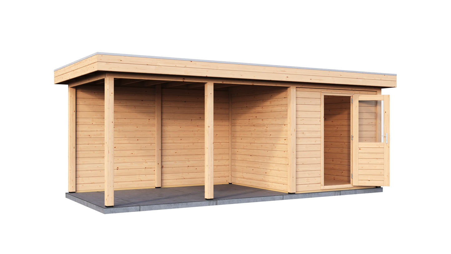 Lugarde Select Modern summerhouse 28mm with veranda Coventry 250x250cm + 400cm - Untreated