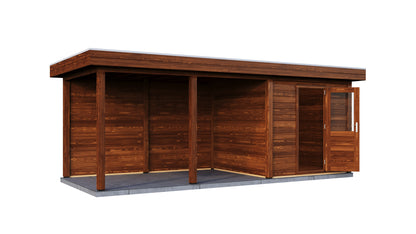 Lugarde Select Modern summerhouse 28mm with veranda Coventry 250x250cm + 400cm - Brown Wood Oil