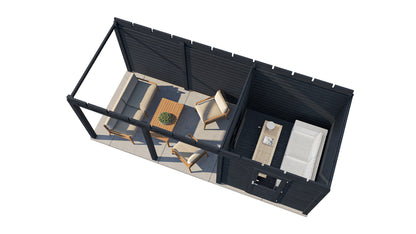 Lugarde Select Modern summerhouse 28mm with veranda Coventry 250x250cm + 400cm - Black Wood Oil