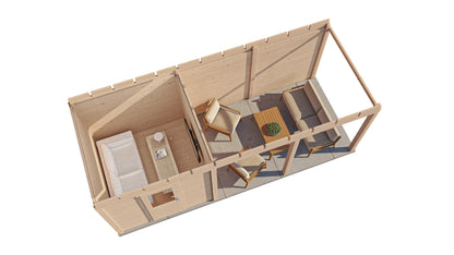 Lugarde Select Modern summerhouse 28mm with veranda Coventry 250x250cm + 400cm - Untreated