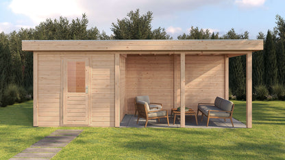 Lugarde Select Modern summerhouse 28mm with veranda Coventry 250x250cm + 400cm - Untreated