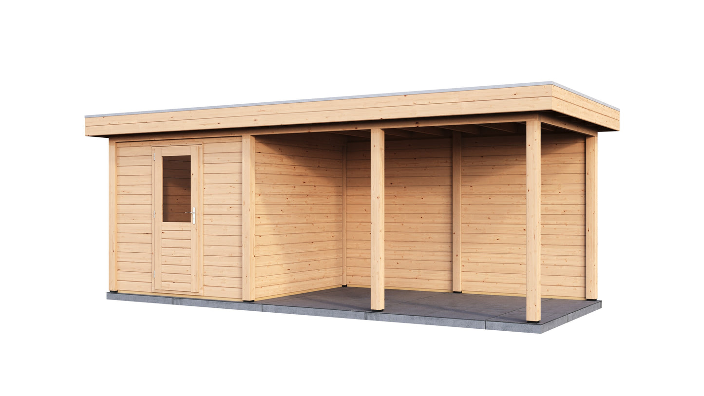Lugarde Select Modern summerhouse 28mm with veranda Coventry 250x250cm + 400cm - Untreated