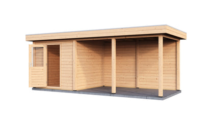 Lugarde Select Modern summerhouse 28mm with veranda Coventry 250x250cm + 400cm - Untreated