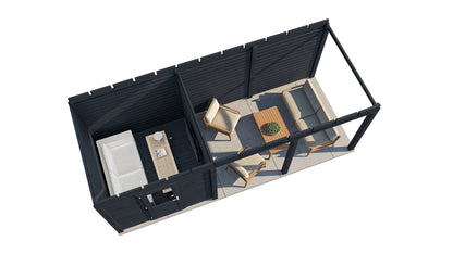 Lugarde Select Modern summerhouse 28mm with veranda Coventry 250x250cm + 400cm - Black Wood Oil