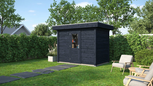 Lugarde Select Modern summerhouse 28mm Liverpool 300x200cm - Black Wood Oil