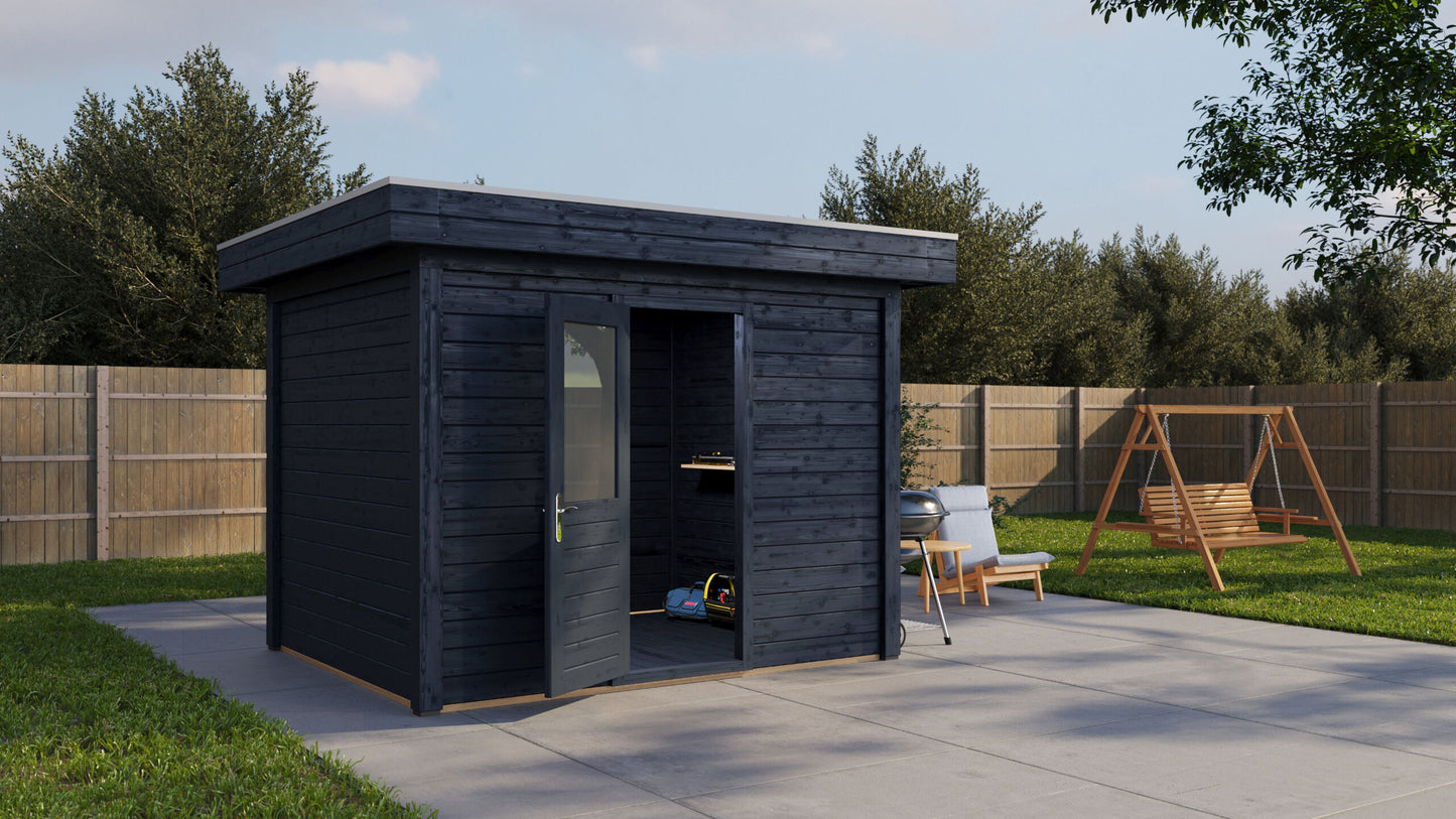 Lugarde Select Modern summerhouse 28mm Wolverhampton 300x250cm - Black Wood Oil