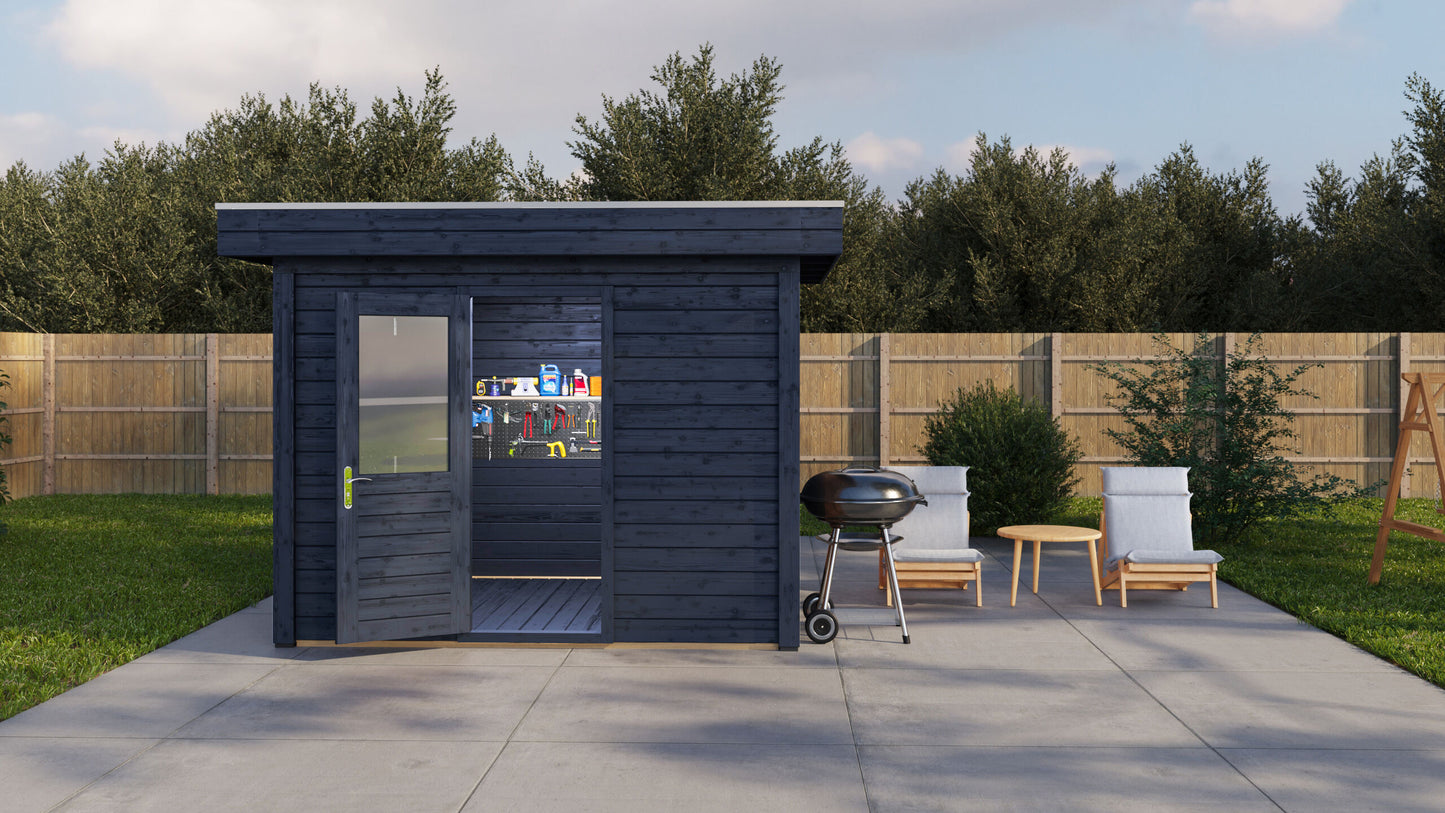Lugarde Select Modern summerhouse 28mm Wolverhampton 300x250cm - Black Wood Oil