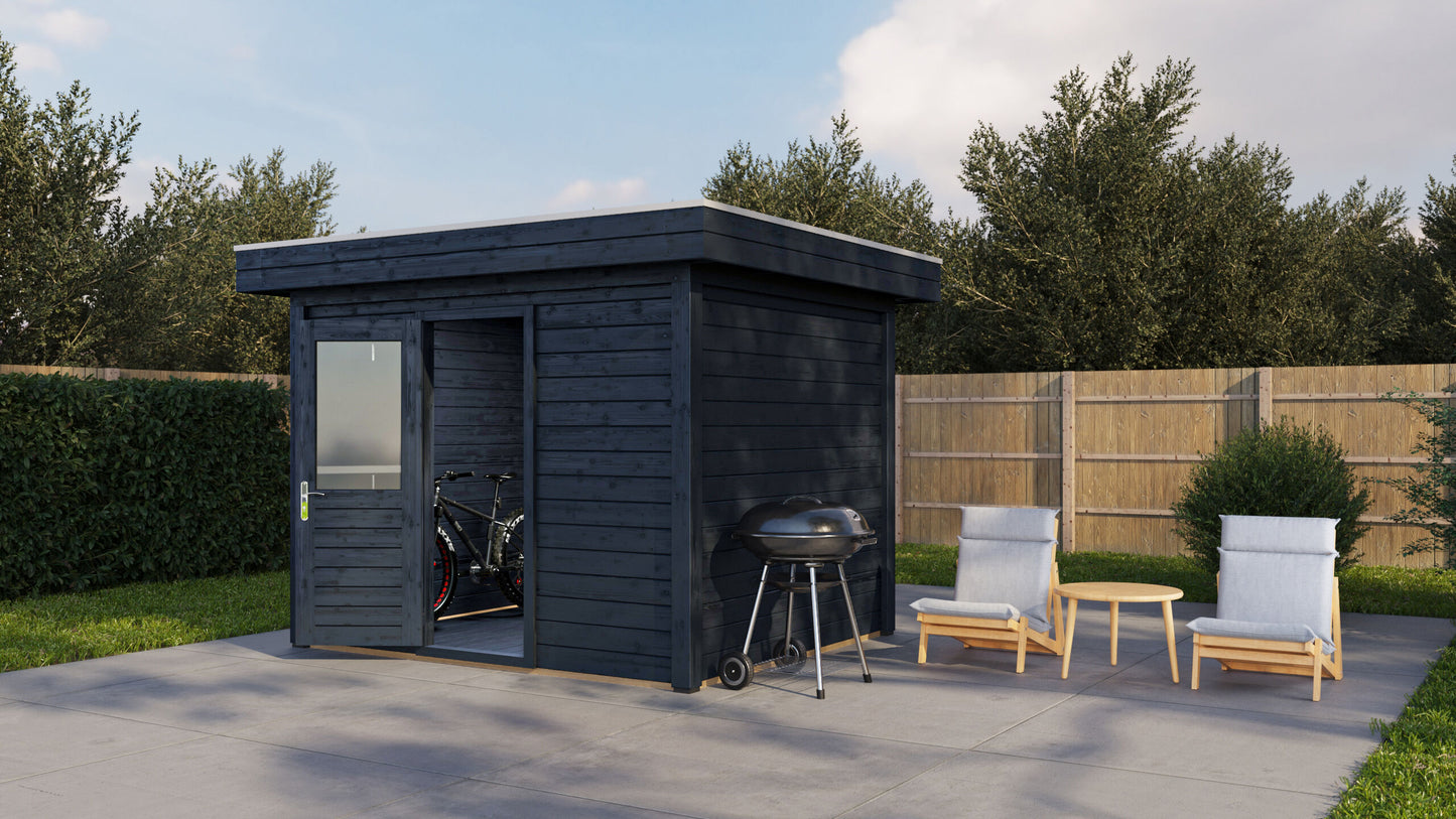 Lugarde Select Modern summerhouse 28mm Wolverhampton 300x250cm - Black Wood Oil