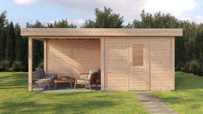 Lugarde Select Modern summerhouse 28mm with veranda Gloucester 300x250cm + 300cm - Untreated