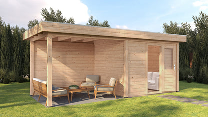 Lugarde Select Modern summerhouse 28mm with veranda Gloucester 300x250cm + 300cm - Untreated