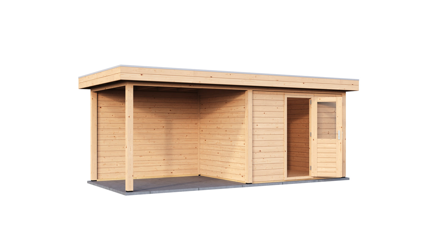 Lugarde Select Modern summerhouse 28mm with veranda Gloucester 300x250cm + 300cm - Untreated