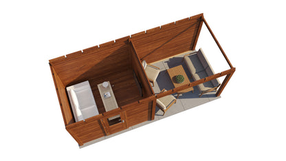 Lugarde Select Modern summerhouse 28mm with veranda Gloucester 300x250cm + 300cm - Brown Wood Oil