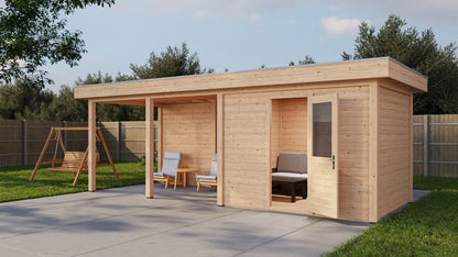 Lugarde Select Modern summerhouse 28mm with veranda Edinburgh 300x250cm + 400cm - Untreated