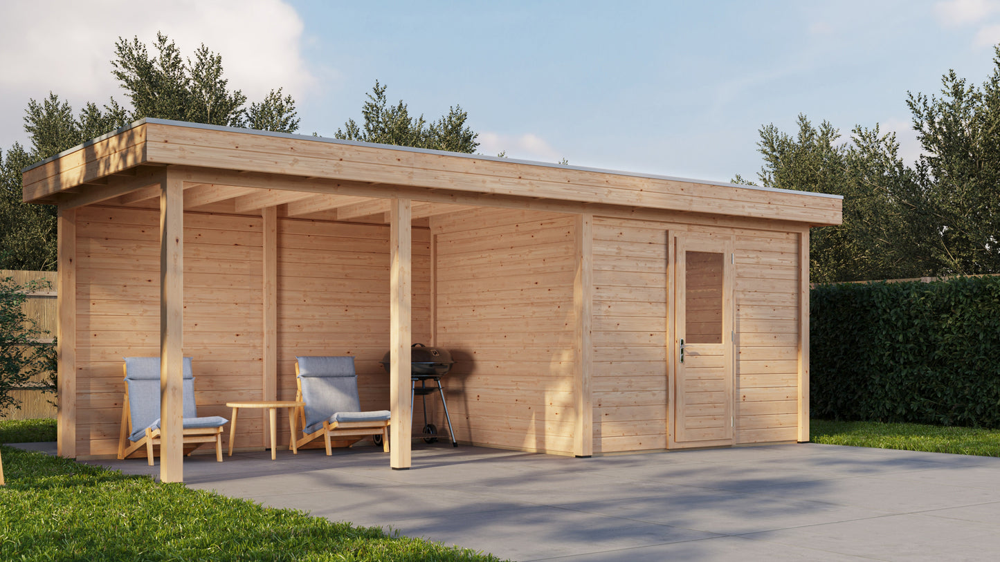 Lugarde Select Modern summerhouse 28mm with veranda Edinburgh 300x250cm + 400cm - Untreated