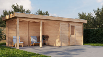 Lugarde Select Modern summerhouse 28mm with veranda Edinburgh 300x250cm + 400cm - Untreated