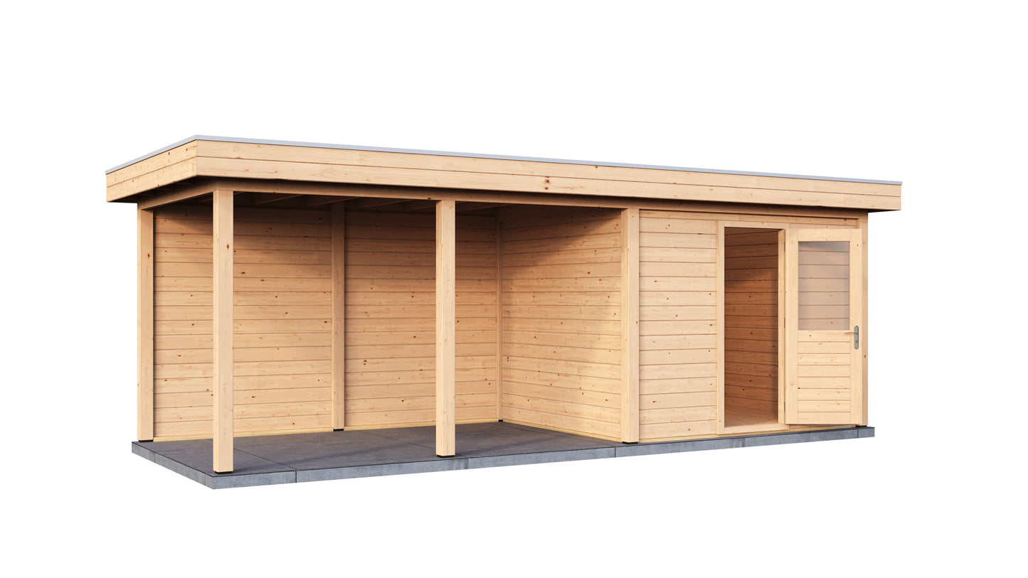 Lugarde Select Modern summerhouse 28mm with veranda Edinburgh 300x250cm + 400cm - Untreated