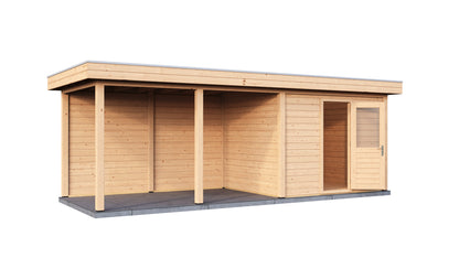 Lugarde Select Modern summerhouse 28mm with veranda Edinburgh 300x250cm + 400cm - Untreated