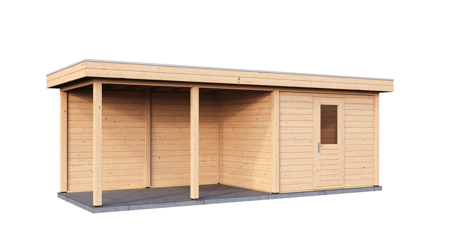 Lugarde Select Modern summerhouse 28mm with veranda Edinburgh 300x250cm + 400cm - Untreated