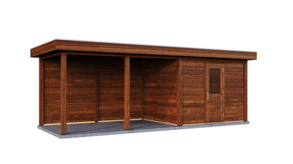 Lugarde Select Modern summerhouse 28mm with veranda Edinburgh 300x250cm + 400cm - Brown Wood Oil