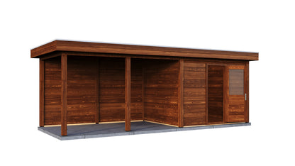Lugarde Select Modern summerhouse 28mm with veranda Edinburgh 300x250cm + 400cm - Brown Wood Oil