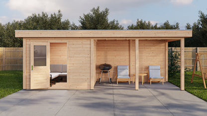 Lugarde Select Modern summerhouse 28mm with veranda Edinburgh 300x250cm + 400cm - Untreated
