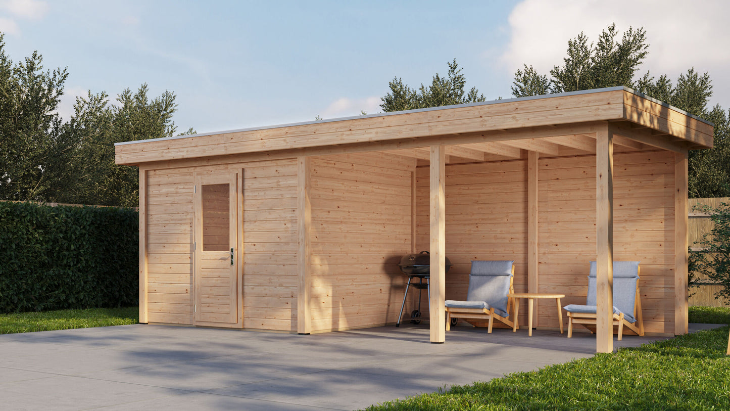 Lugarde Select Modern summerhouse 28mm with veranda Edinburgh 300x250cm + 400cm - Untreated