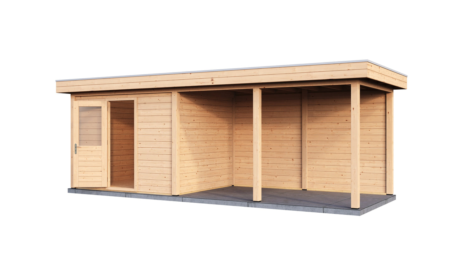 Lugarde Select Modern summerhouse 28mm with veranda Edinburgh 300x250cm + 400cm - Untreated