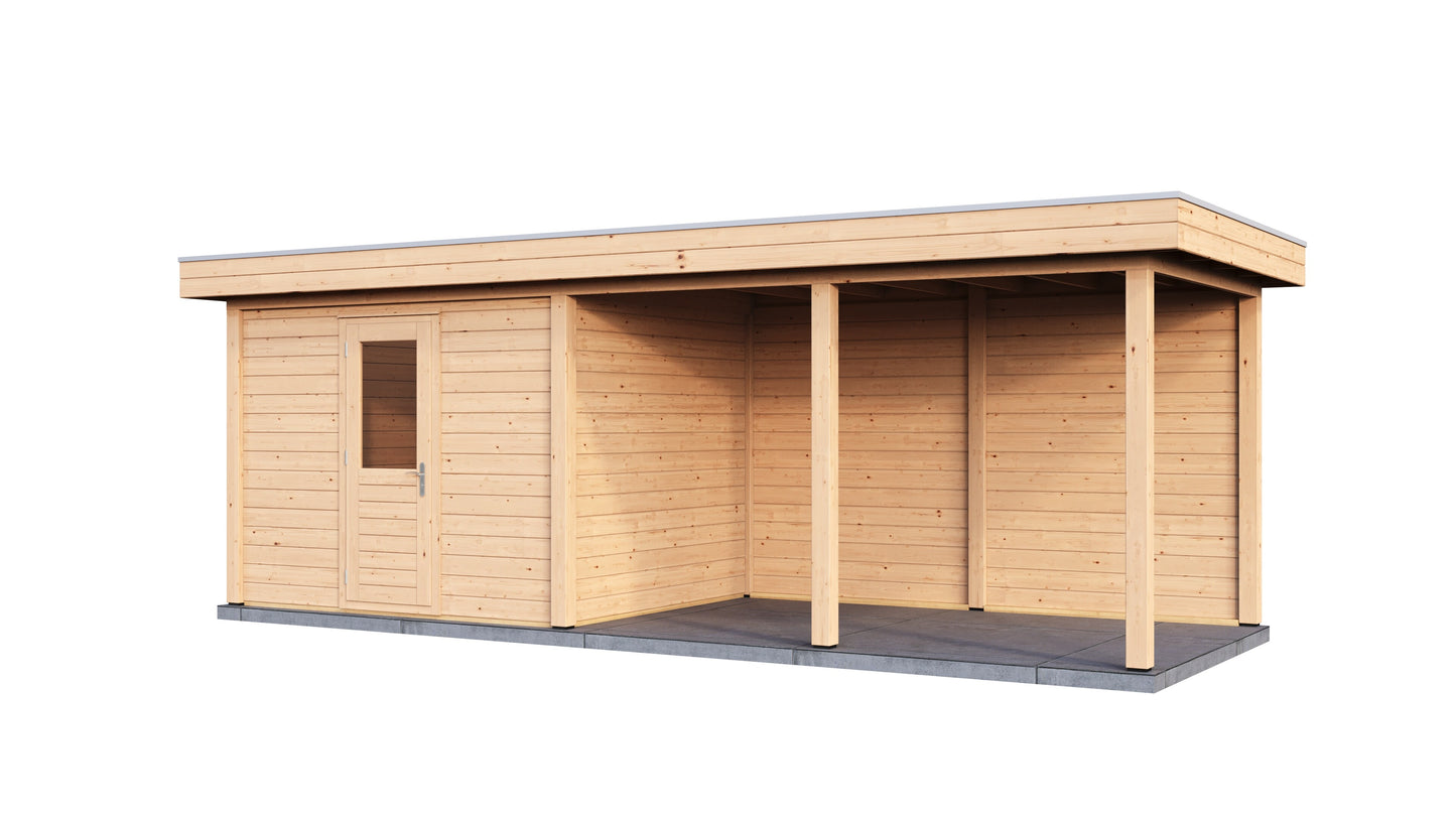 Lugarde Select Modern summerhouse 28mm with veranda Edinburgh 300x250cm + 400cm - Untreated