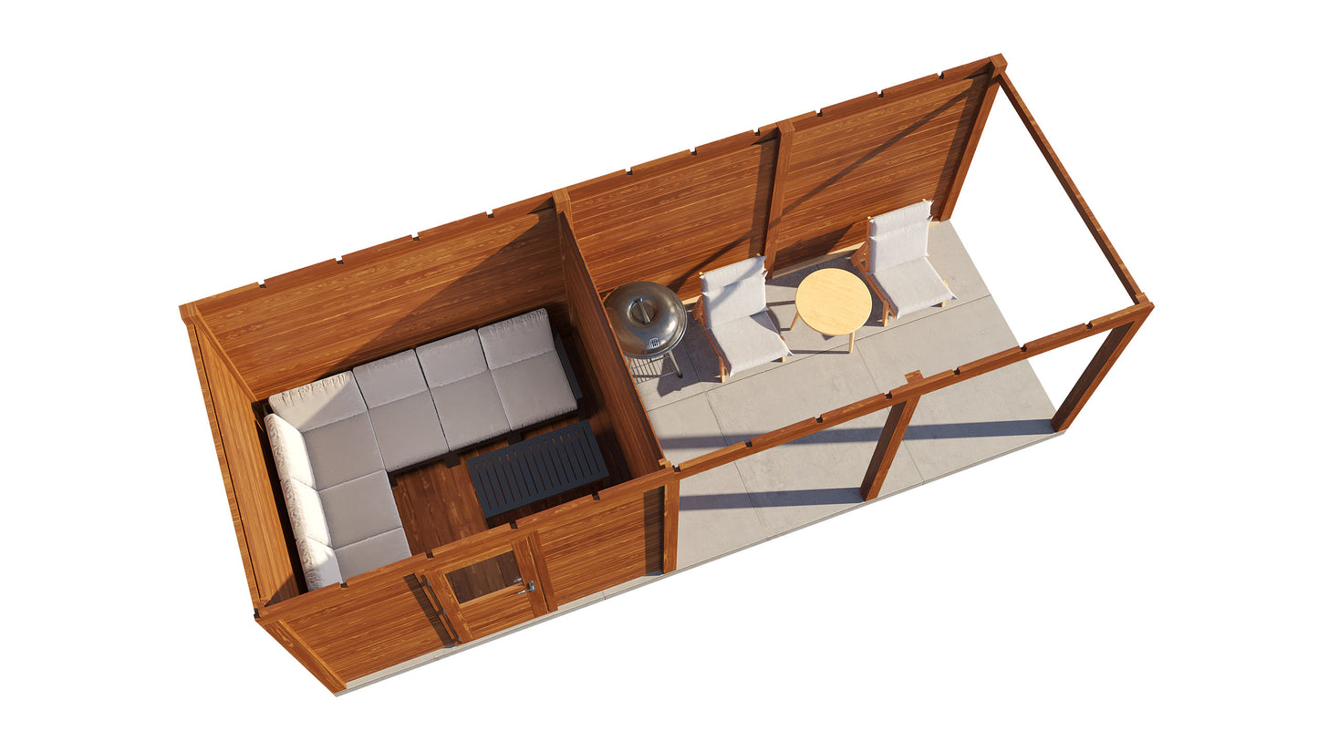 Lugarde Select Modern summerhouse 28mm with veranda Edinburgh 300x250cm + 400cm - Brown Wood Oil