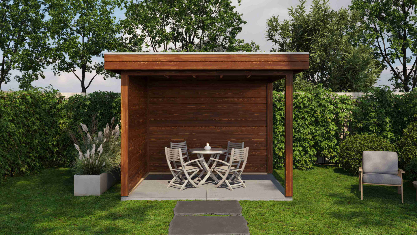 Lugarde Select Gazebo Winsford 300x250cm 28mm - flatroof - Brown Wood Oil