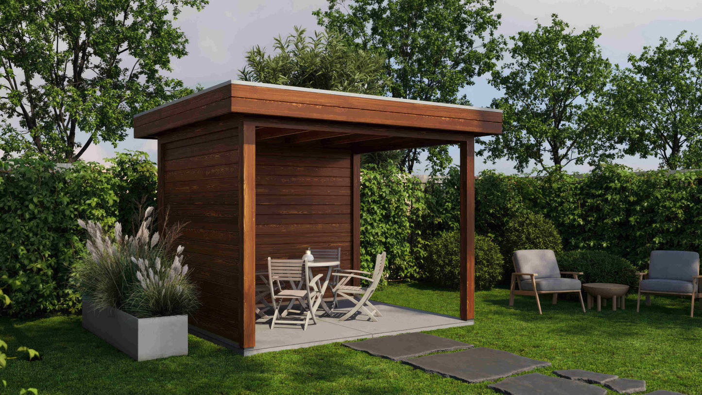 Lugarde Select Gazebo Winsford 300x250cm 28mm - flatroof - Brown Wood Oil