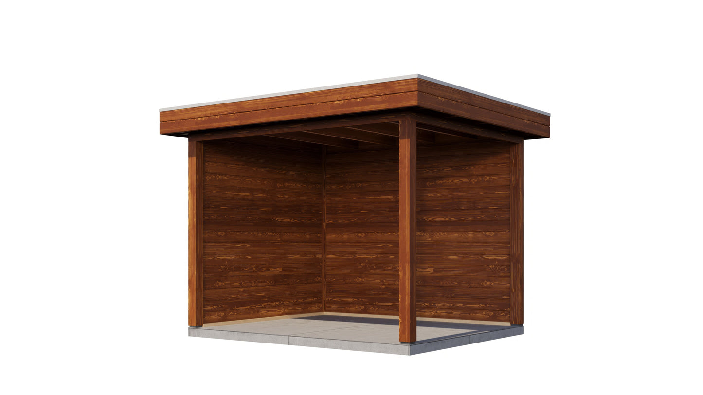 Lugarde Select Gazebo Winsford 300x250cm 28mm - flatroof - Brown Wood Oil
