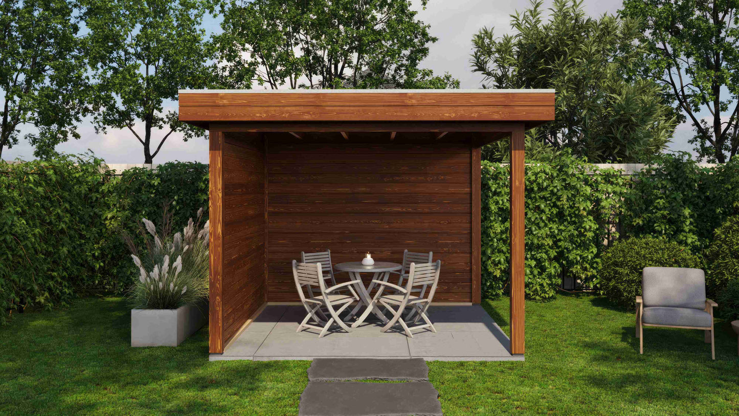 Lugarde Select Gazebo Trowbridge 300x300cm 28mm - flatroof - Brown Wood Oil